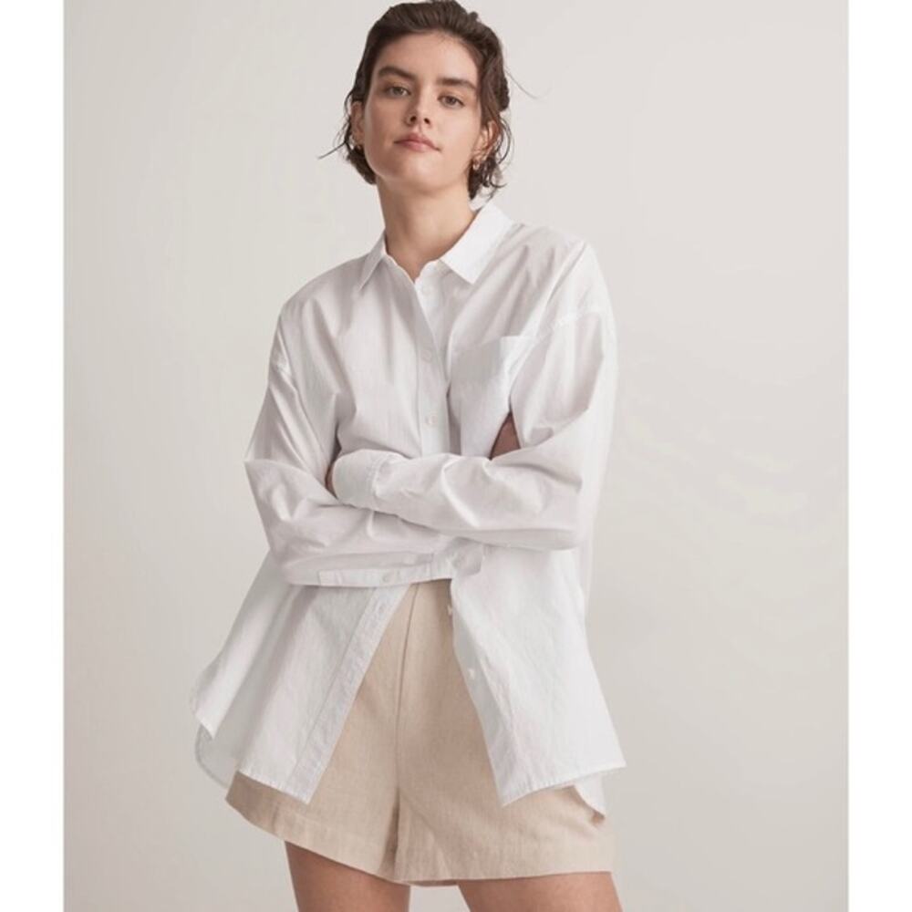 NWT Madewell Womens Eyelet White The Signature Poplin Oversized Shirt Size XS